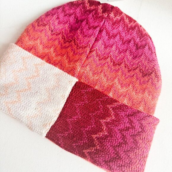 Missoni PInk Red Orange Wool Blend Hat OS - Picture 9 of 10